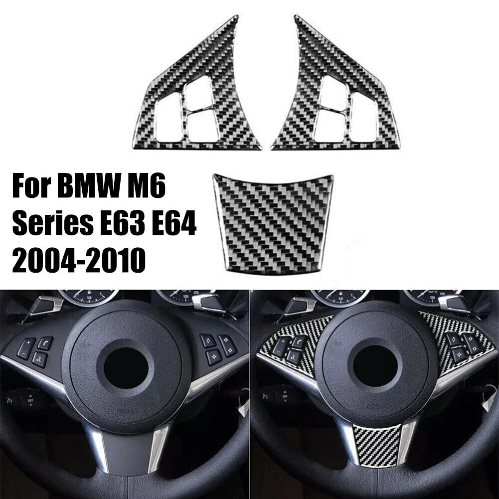 Pack of Three Six Series Carbon Fiber Steering Wheel Covers for BMW 6 Series
