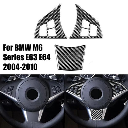 Pack of Three Six Series Carbon Fiber Steering Wheel Covers for BMW 6 Series