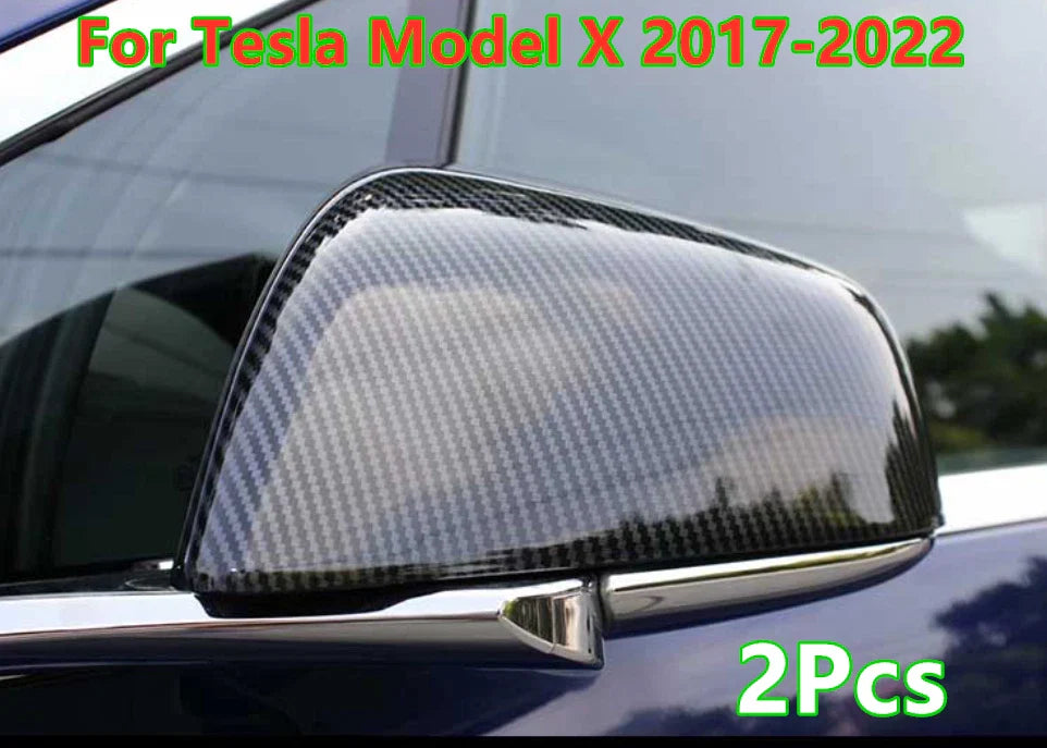 Carbon Fiber Rear View Side Mirror Cover Trim for Tesla Model X (2017–2021)