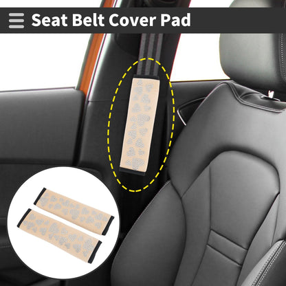 2X Beige Seat Belt Cover Pad for Universal Fit (23cm)
