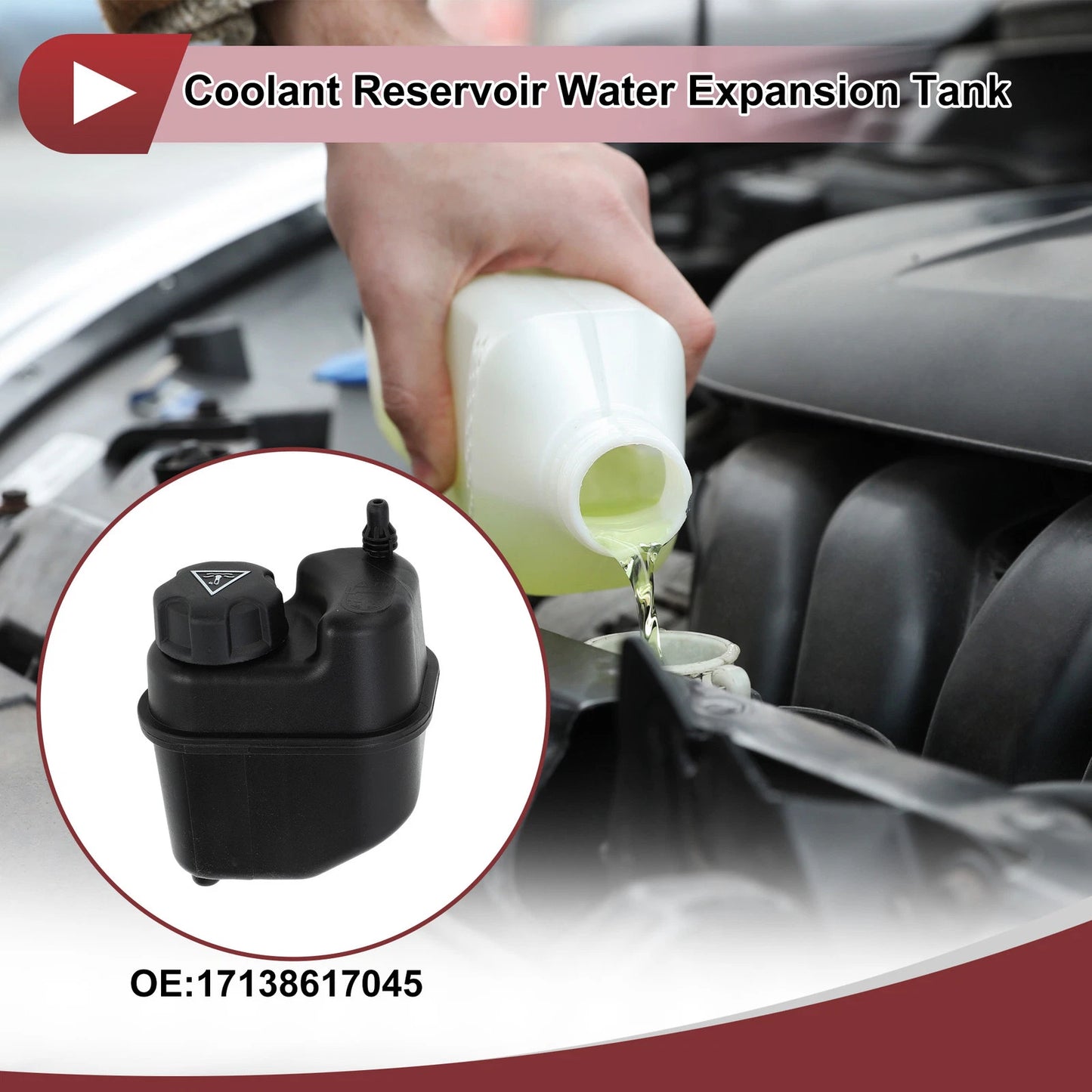 Coolant Expansion Overflow Tank with Cap No. 17138617045 for BMW 340i (2017–2020)