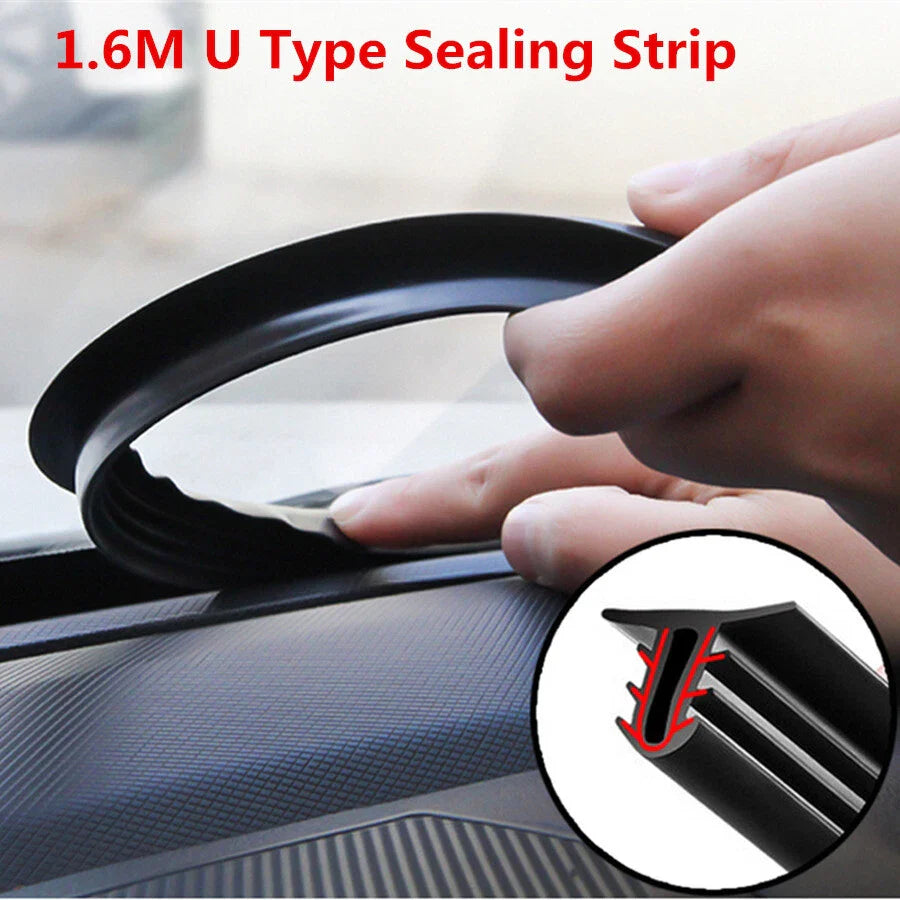 1.6M U Type Rubber Sound Seal Strip for Universal Car Dashboard Edges