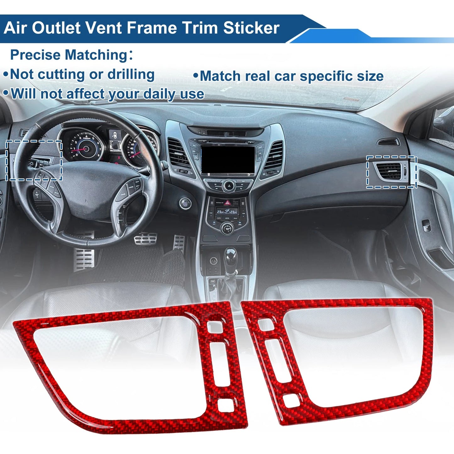 Air Condition Outlet Vent Trim Cover Frame for Hyundai Elantra (2011–2016) 1 Pair