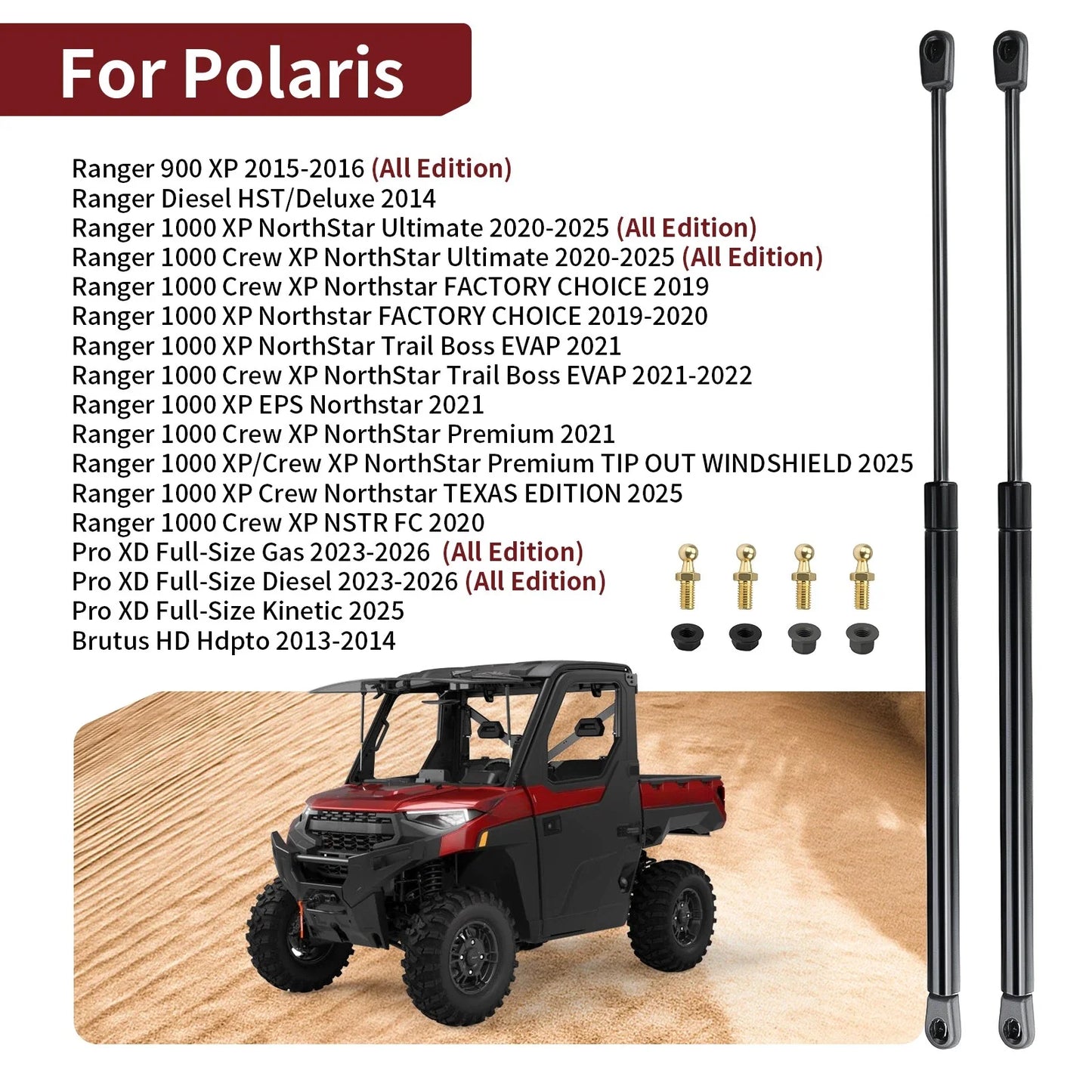 Windshield Lift Support & Strut Ball End for Polaris Ranger XP 900 (2010–2014)