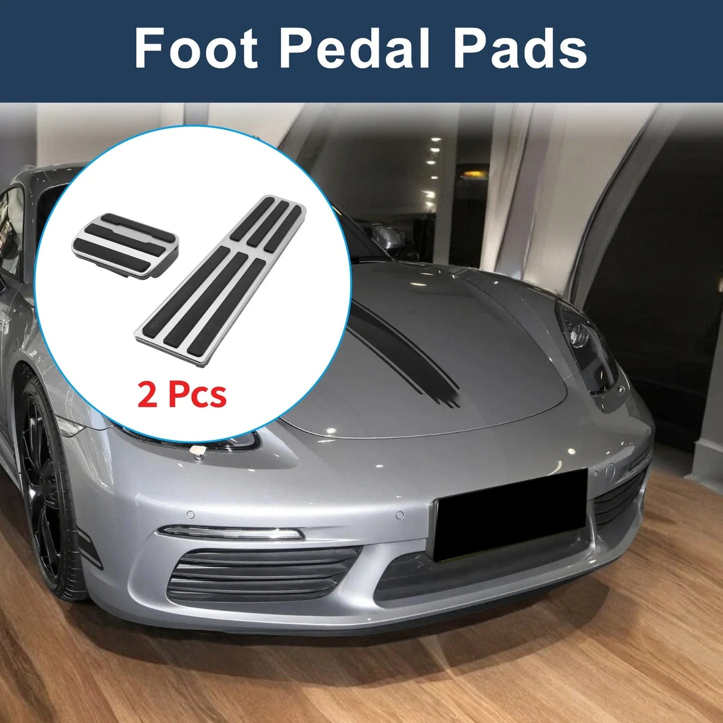 Foot Accelerator Pedal Covers for Porsche 718/911 (2016-2023) - Silver Tone