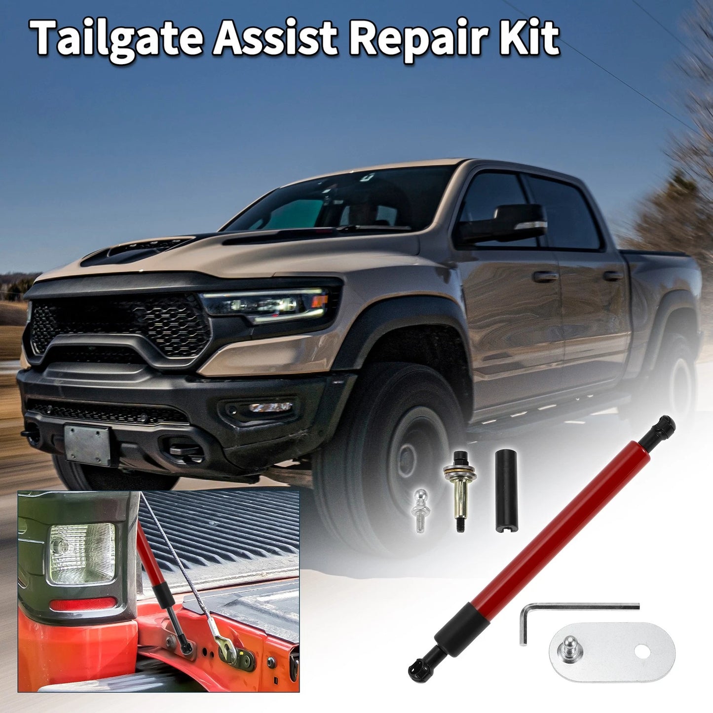 Rear Tailgate Assist for RAM HD 1500 2500 3500 (2010–2022) Red
