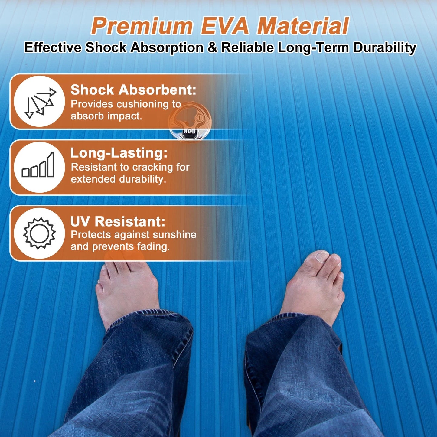 Self-Adhesive Boat Flooring Strip for Marine Use (48.03"L x 15.75"W) Blue