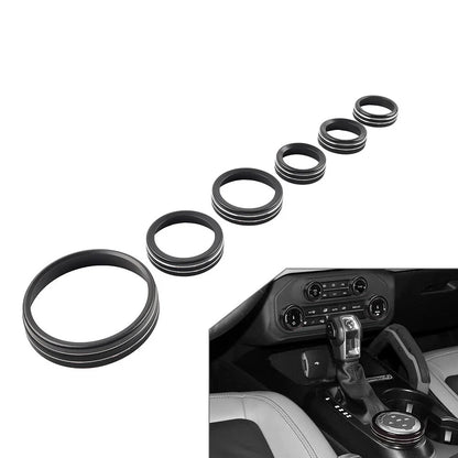 Black AC Stereo Tune Knob Headlight Switch Covers for Ford Bronco (2021-2022)