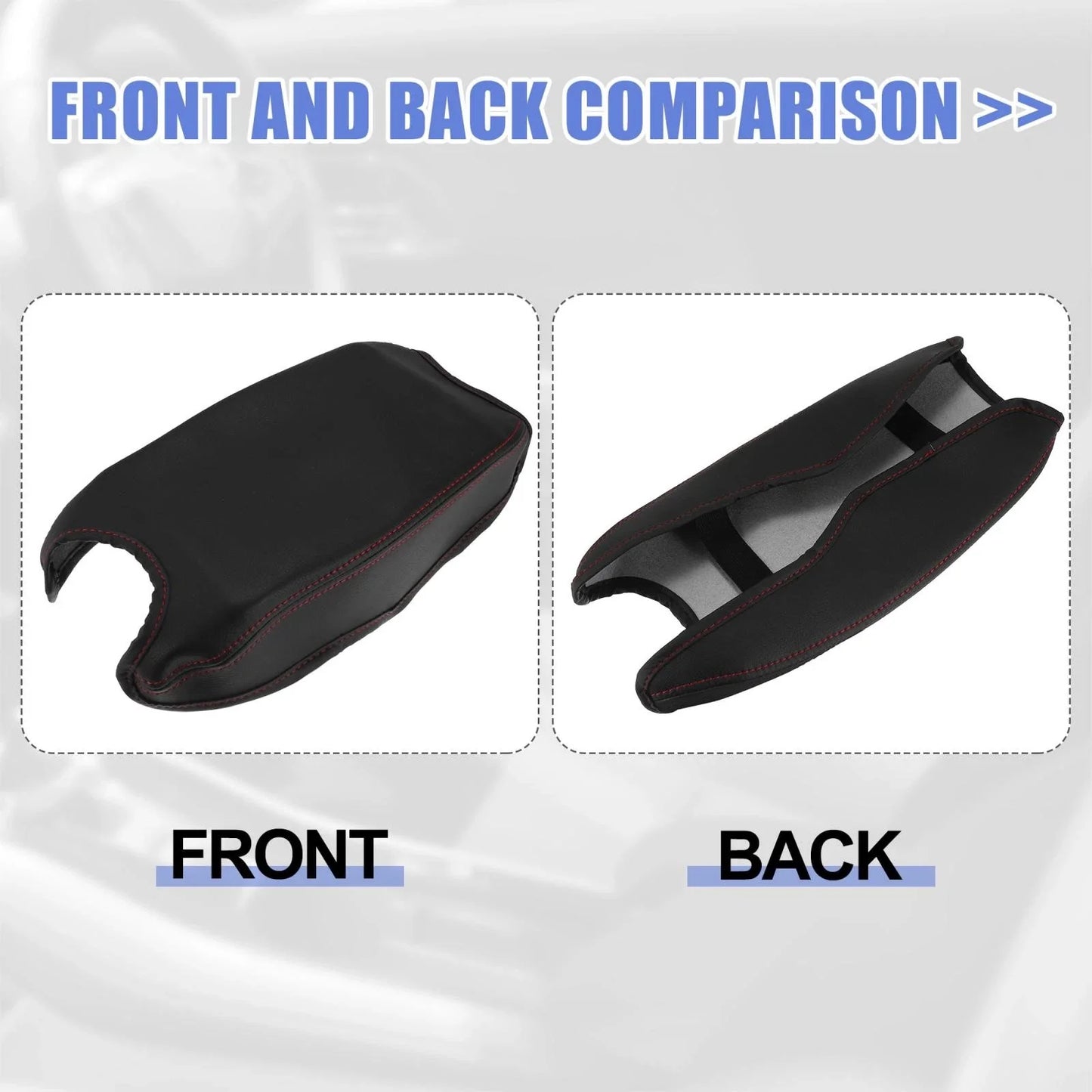 Microfiber Leather Auto Armrest Cover Pad for Honda HR-V (2016-2021) Black/Red
