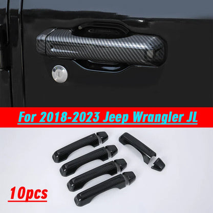 Carbon Fiber ABS Door Handle Lid Cover Trim for Jeep Wrangler JL (2018–2023)