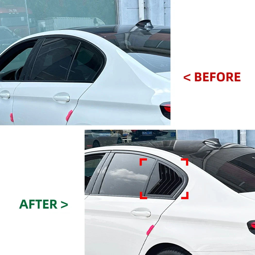 Gloss Black Rear Side Window Quarter Louver Cover for BMW 5-Series Sedan (2018–2023)