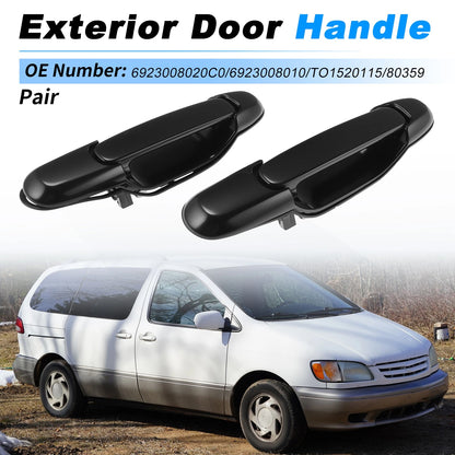 Set of 2 Exterior Door Handles No.6923008020C0 for Toyota Sienna (1998–2003) Black