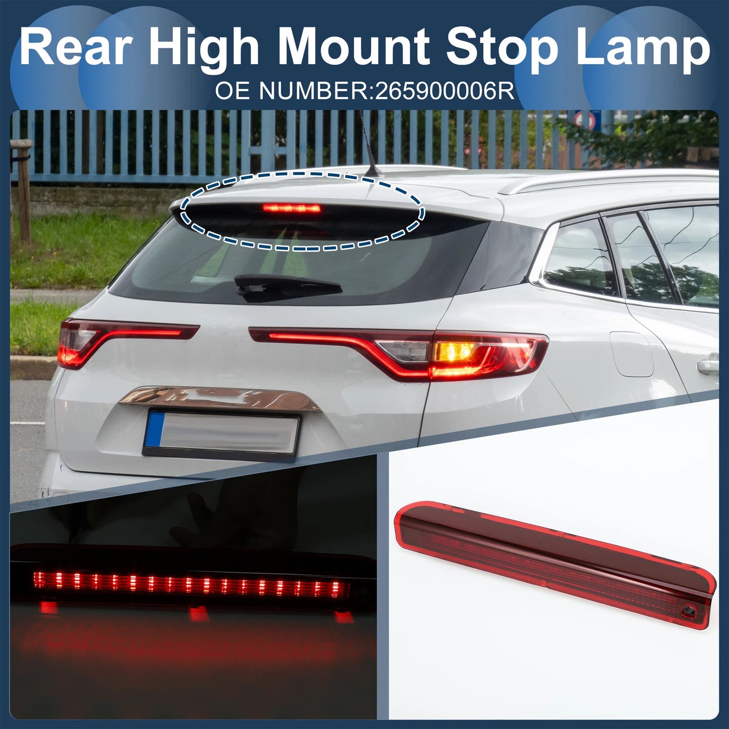 LED Third Brake Light for Renault Megane MK III (2008–2016) Red Housing
