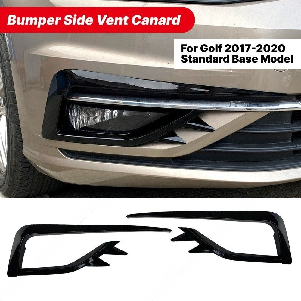Gloss Black Front Bumper Grille Fog Light Cover Trim for Golf TSI MK7.5 (2017–2020)