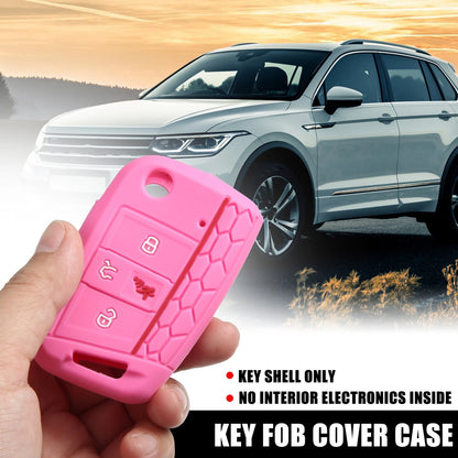1 Pcs Pink Silicone Key Fob Cover for VW (Various Models)