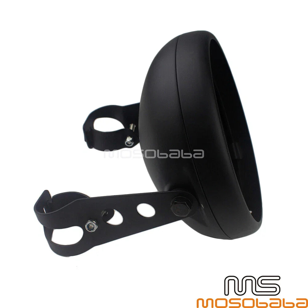 7'' Steel Round Black Headlight Housing w/ Bracket for Universal Motorcycle