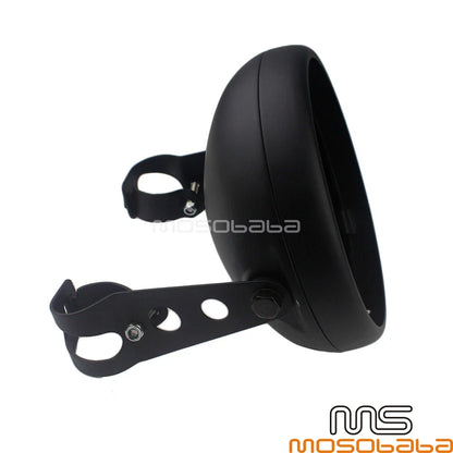 7'' Steel Round Black Headlight Housing w/ Bracket for Universal Motorcycle