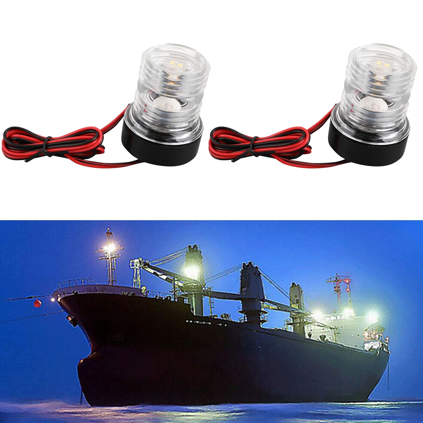 360° 12V White Navigation Lights for Boat/Yacht (No Year)
