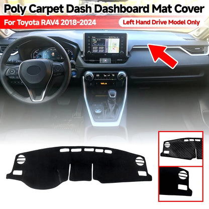 Anti-glare Dashboard Carpet Cover Mat Black for Toyota RAV4 (2018–2024)