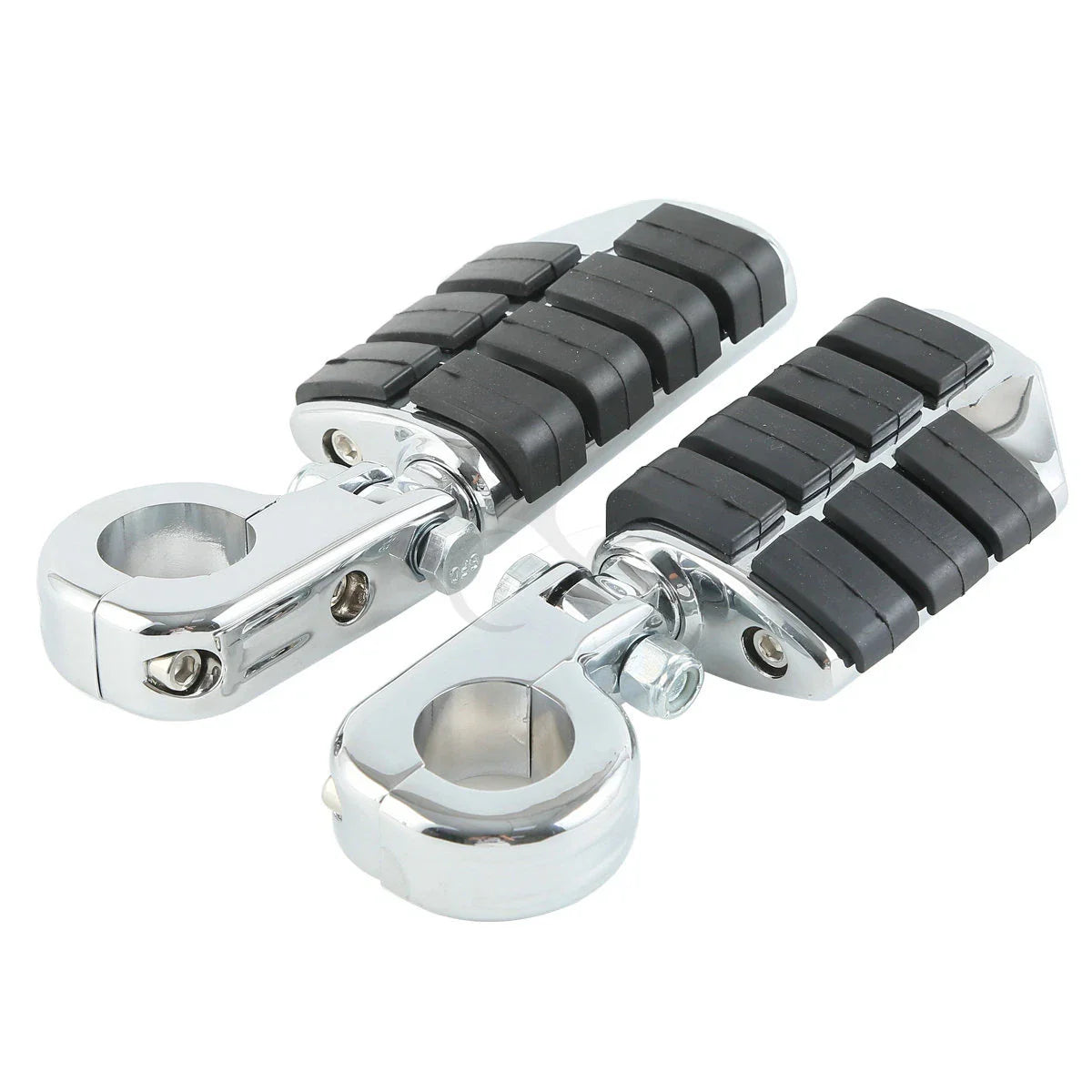 1 1/4" Wing Footpeg Pegs Mount Clamps for Harley Yamaha Chrome