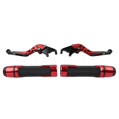 Red Extendable Brake Clutch Lever Grip Set for Kawasaki Ninja 650R (2006-2011)