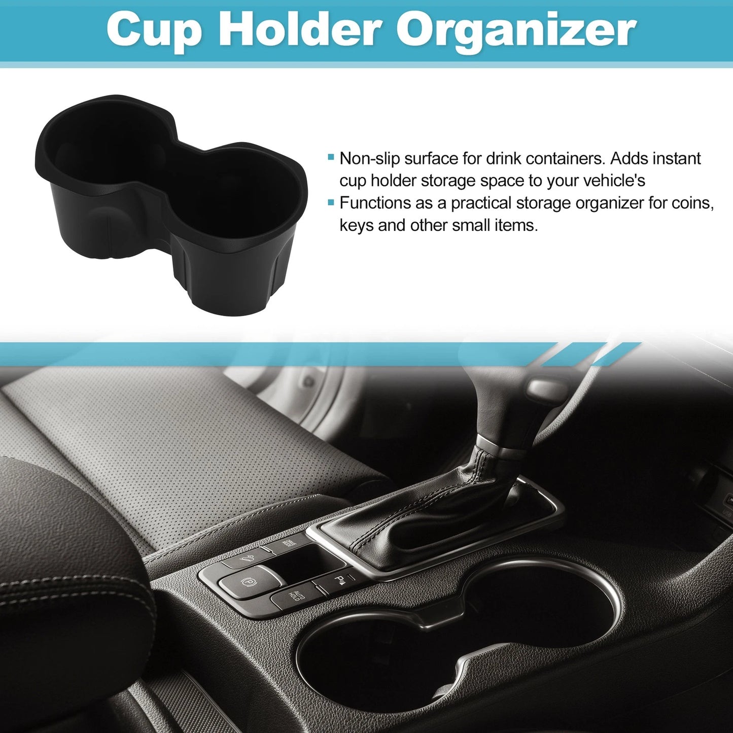 Console Cup Holder Organizer for BMW X1 U11 (2022–2025) Silicone Black