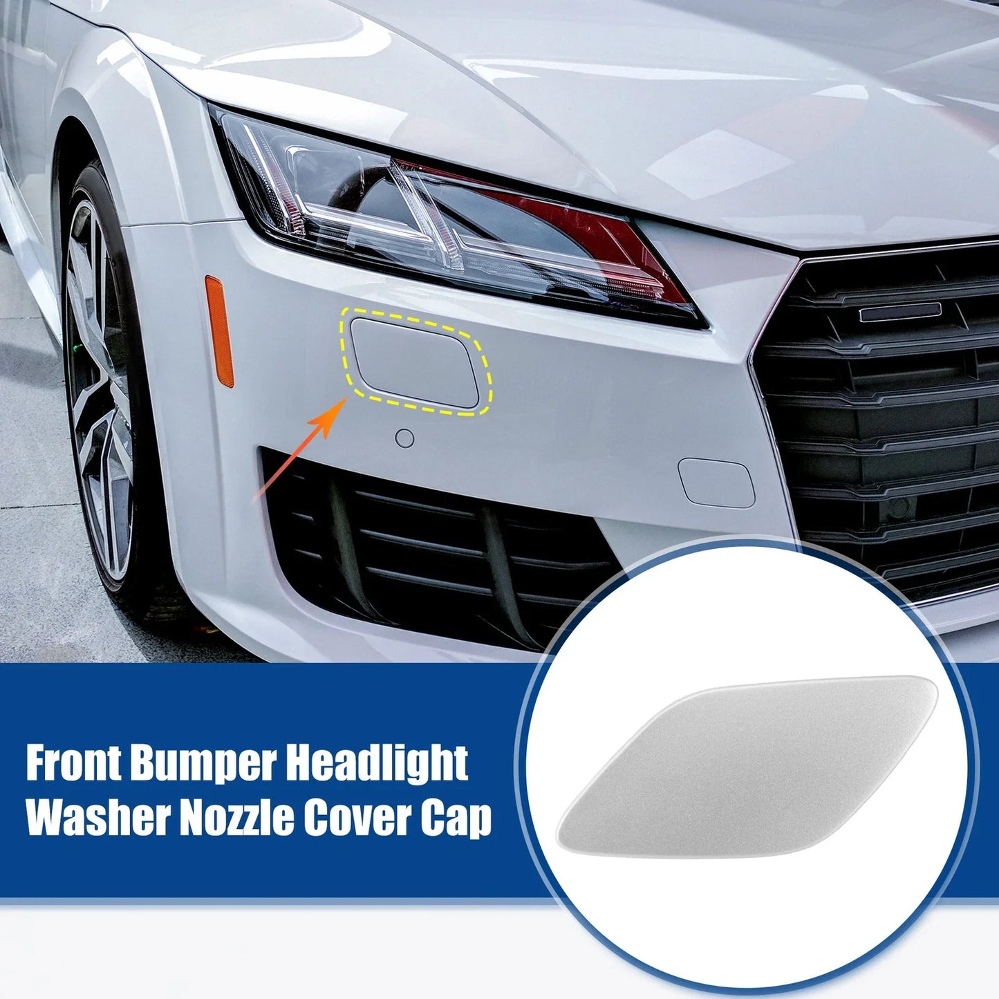 Left Front Bumper Headlight Washer Nozzle Cover Cap for BMW 328i Silver Tone