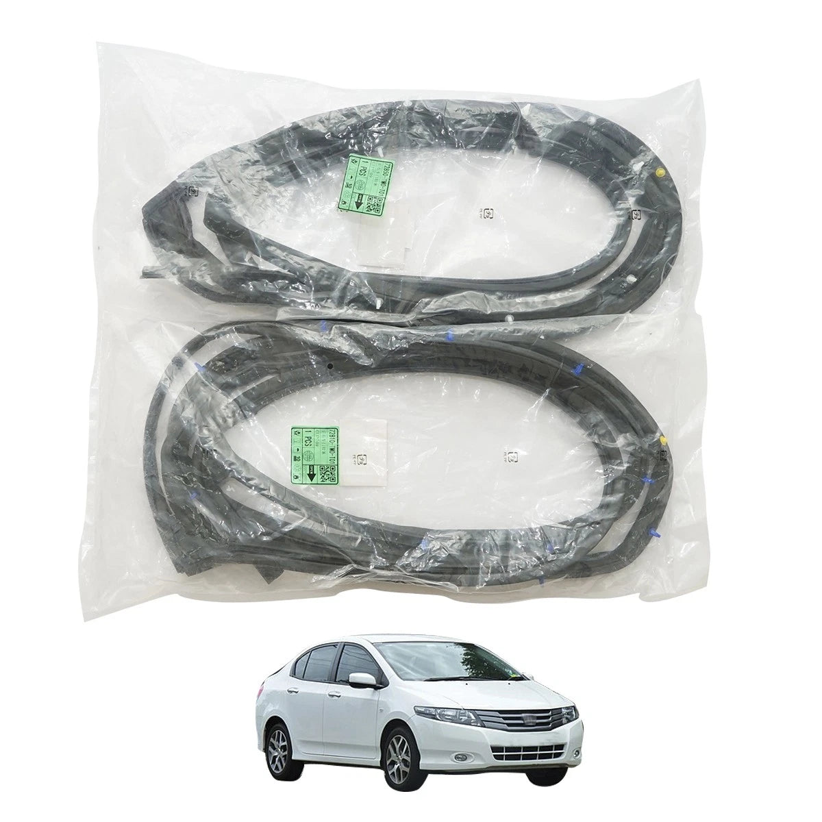 Set of 2 Rear Door Weatherstrip Rubber Seals for Honda City (2008–2013)