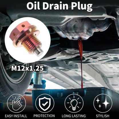 M12x1.25 Magnetic Oil Drain Plug for Sump (1 Pc) - Titanium Alloy Pink