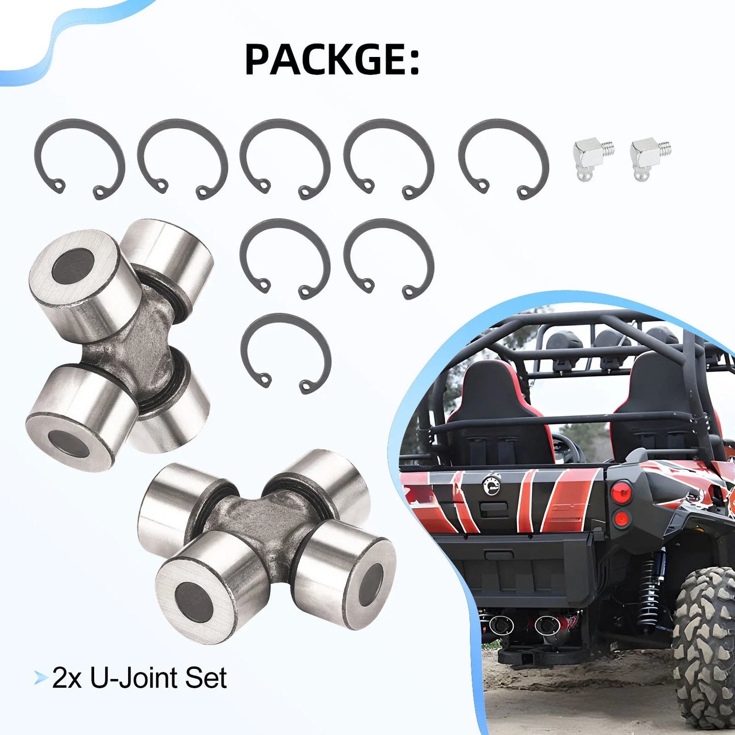 2 x U-Joint Rear Shaft for Can-Am Renegade 570 EFI (2016–2018)
