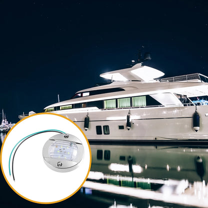 Set of 4 Round Marine Boat Lights with 6 LEDs - Green