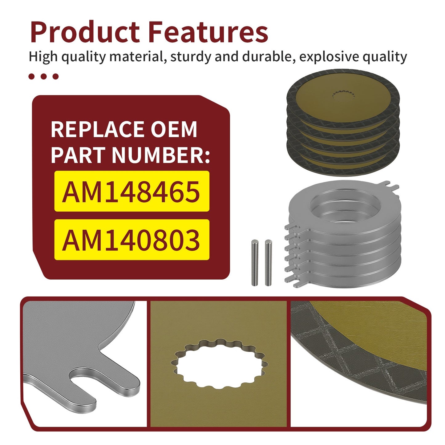Wet Parking Brake Disk Kit for John Deere XUV855D/E/M S4 XUV865E/M/R (2015–2023)