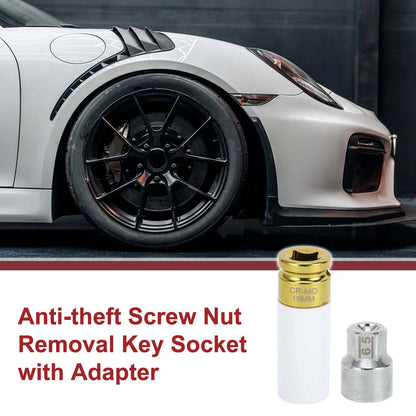Set of 2 Wheel Lock Lug Nuts with Anti-theft Key for Porsche Cayenne