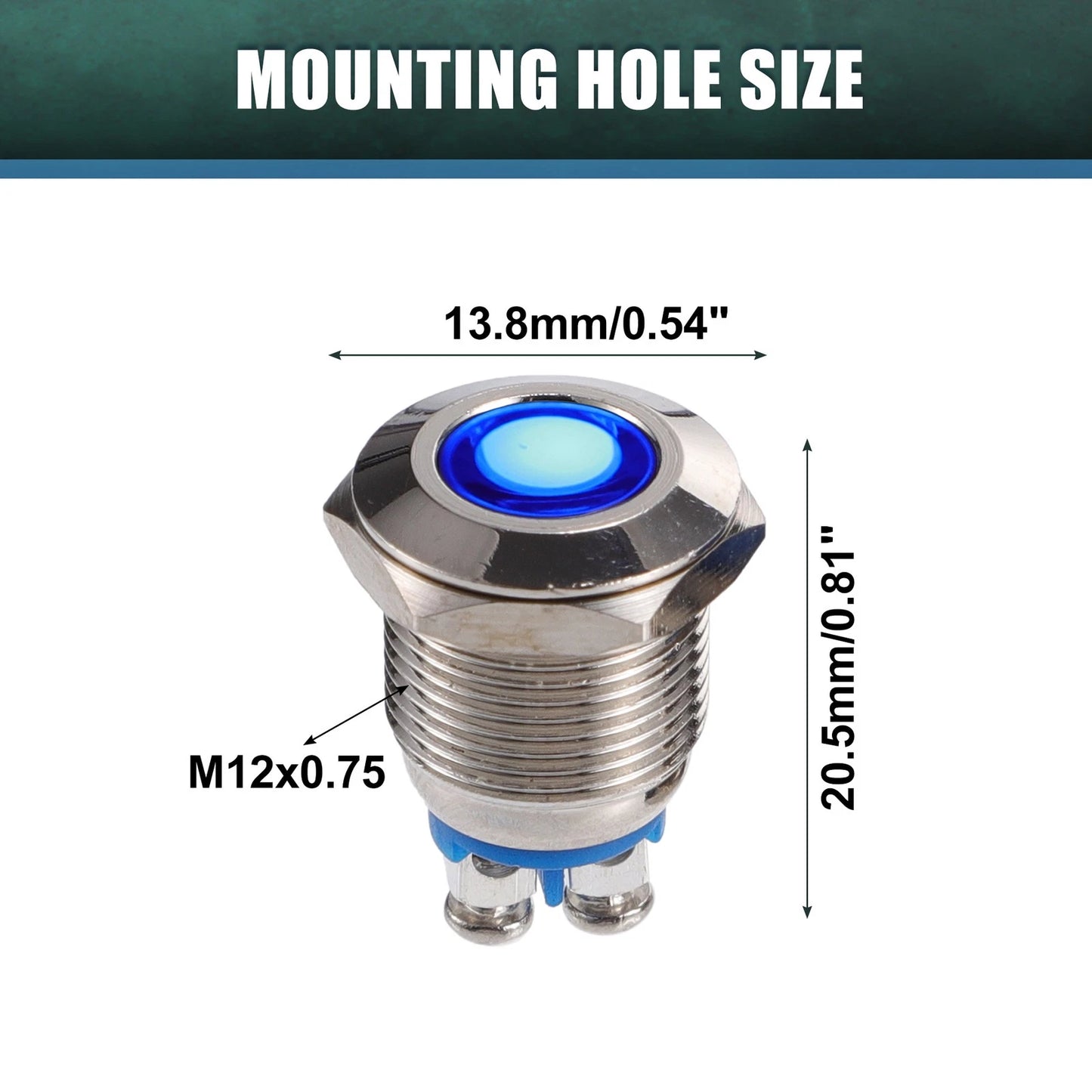 5 Pcs 12mm LED Waterproof Pilot Indicator Lights for Universal Use