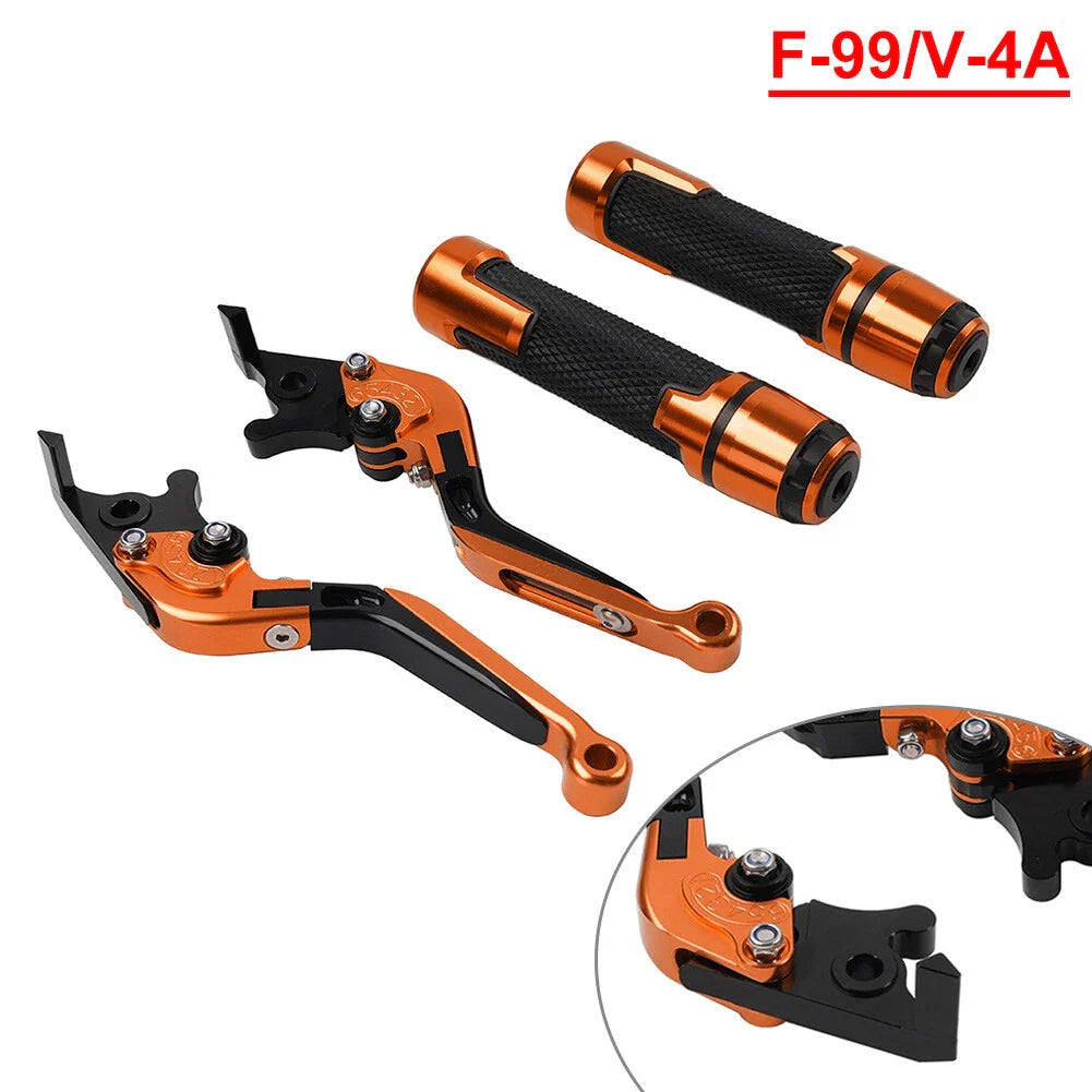 Orange Extendable Brake Clutch Levers & Handlebar Grips for Aprilia Tuono V4