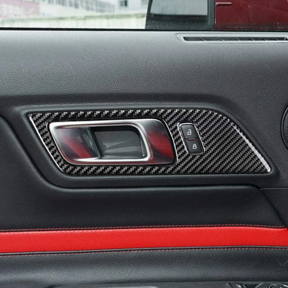 Carbon Fiber Interior Door Handle Trim Cover for Ford Mustang (2015-2022)