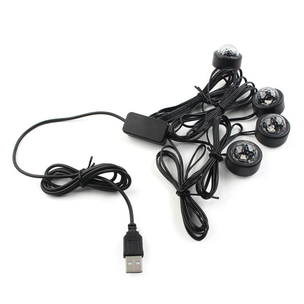 Colorful USB Ambient Foot Lamp for Car Interior Lighting