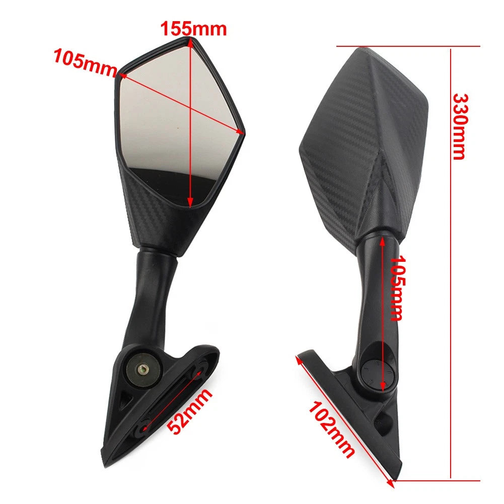 Motorcycle Rearview Mirrors for Yamaha YZF R3 R25 (2015–2024) Carbon Fiber Black