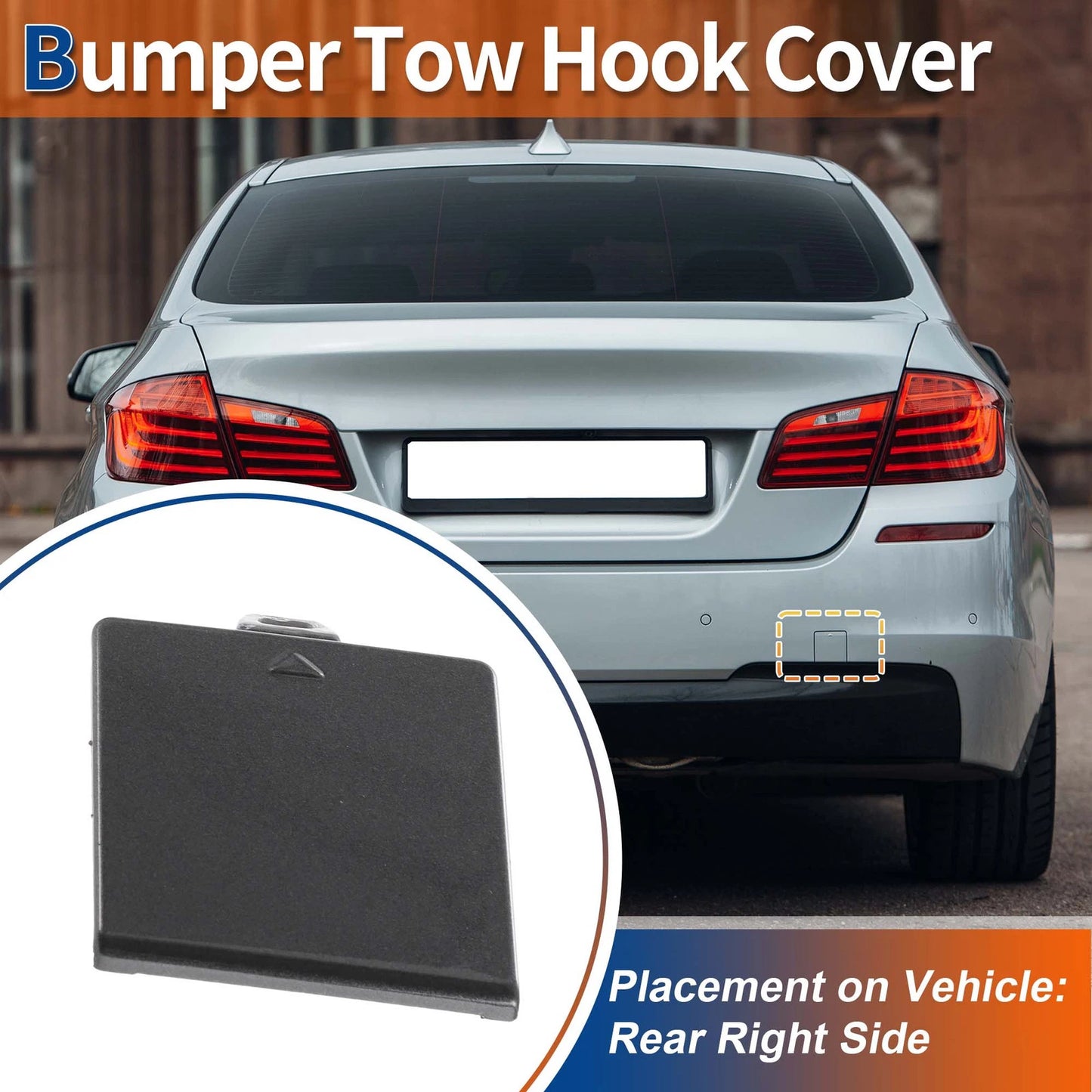 Rear Car Bumper Tow Hook Cover for BMW 5 Series F10 (2011–2017) No. 51128048592 Mineral Grey