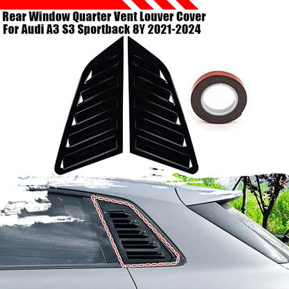 Gloss Black Quarter Rear Side Window Louver for Audi A3 S3 Sportback (2021–2024)