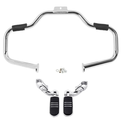 Mustache Engine Guard Crash Bar Footpegs for Harley Softail (2000-2017)