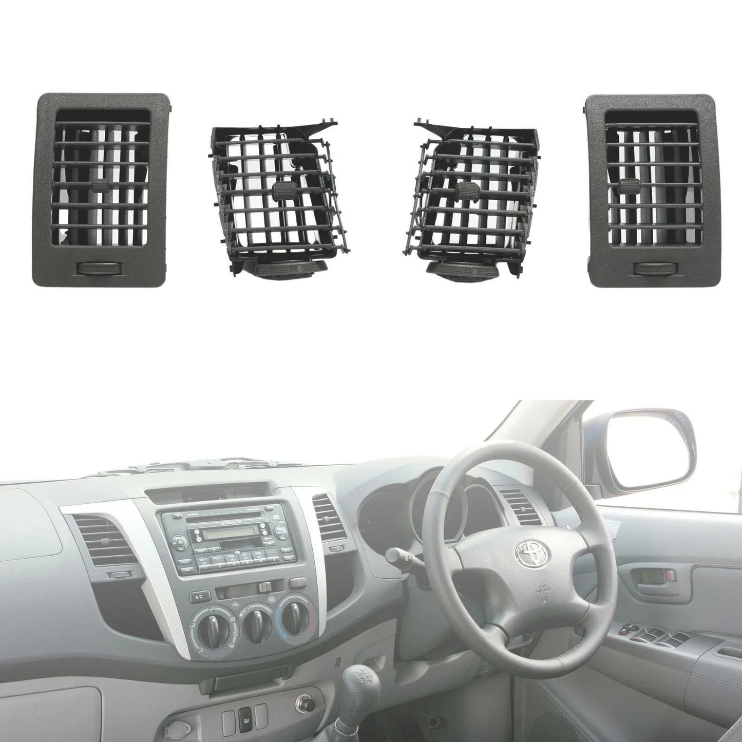 4 x Grey Air Vent Grilles for Toyota Hilux MK6 MK7 (2005-2014)