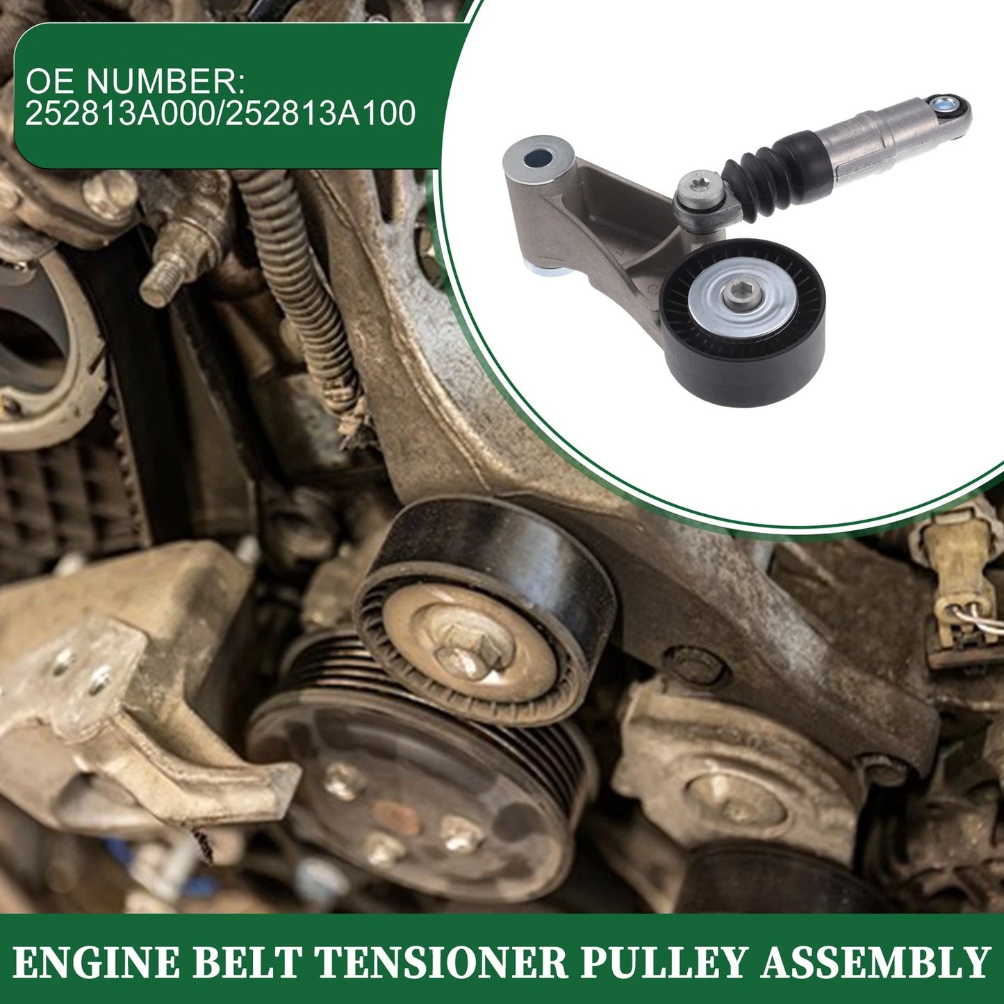 Engine Belt Tensioner Pulley Assembly for Hyundai Ix55 (2007–2015) No. 252813A000