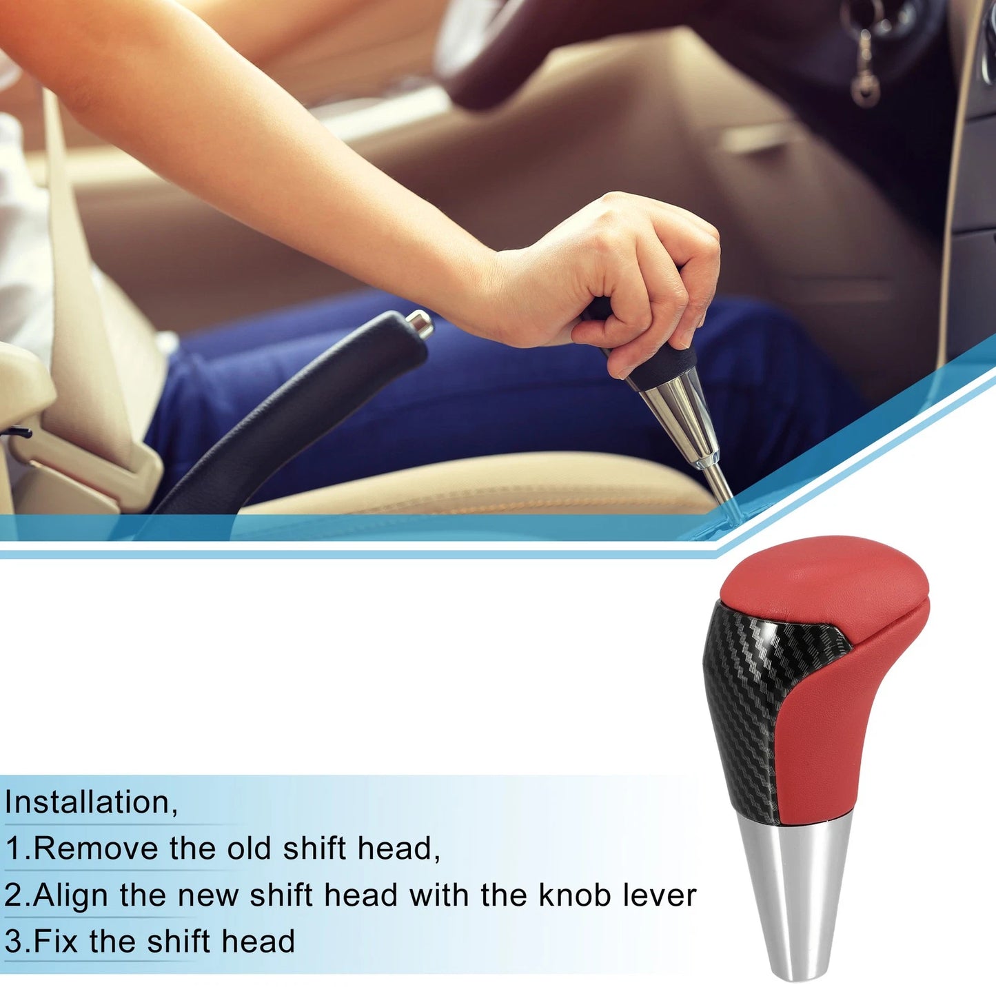 Gear Shift Knob for Toyota (Unpunched, Faux Leather, Carbon Fiber Pattern)