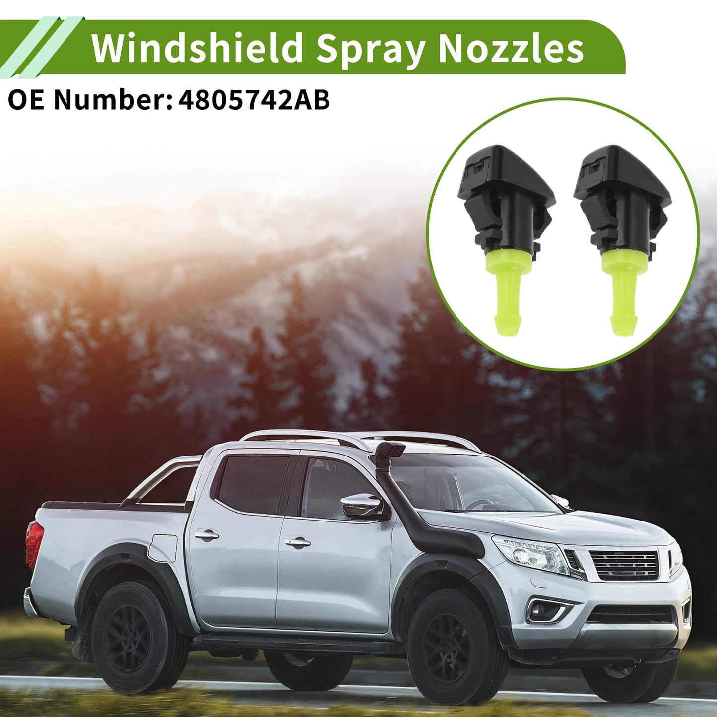 Windshield Washer Nozzle with Hose Connector for Chrysler (No. 4805742AB)