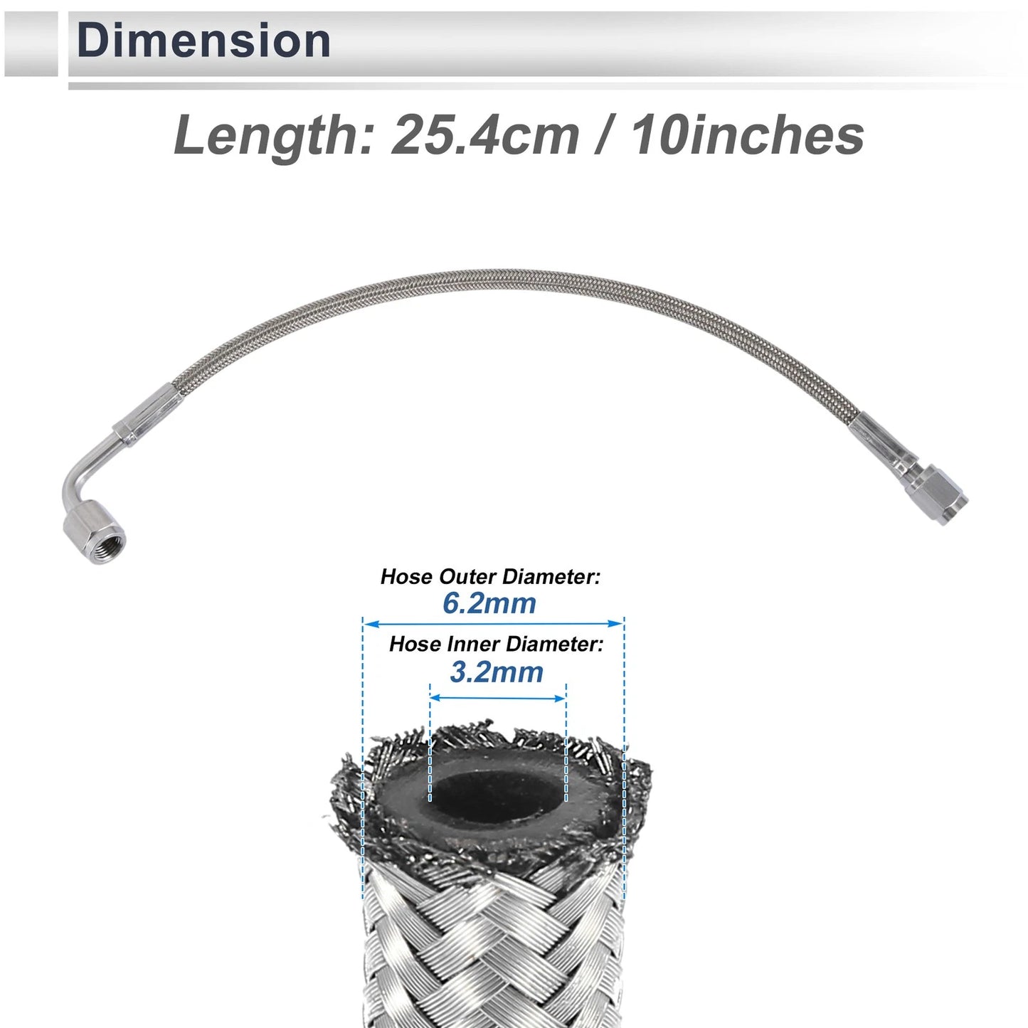 AN-3 Turbo Oil Feed Line Kit for Universal Applications (0.83ft)
