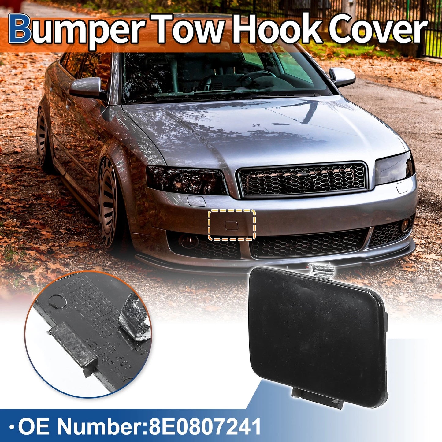 Tow Hook Cover for Audi A4 B6 (2002–2005) No. 8E0807241 Unpainted