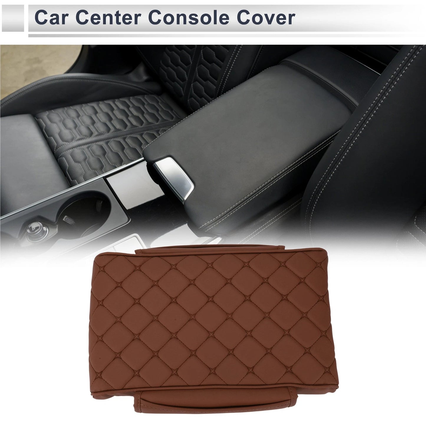 Center Console Cover for Car (13.39"x9.06"x2.36", Nappa Leather)