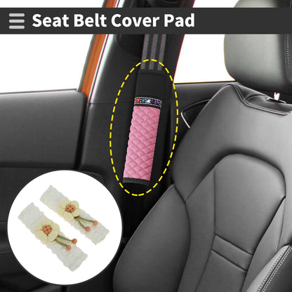 Set of 2 Light Yellow Seat Belt Cover Pads for Universal Fit (24.5cm)
