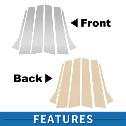 Set of 6 Door Pillar Window Trim for VW Jetta (2009–2012) Silver Tone